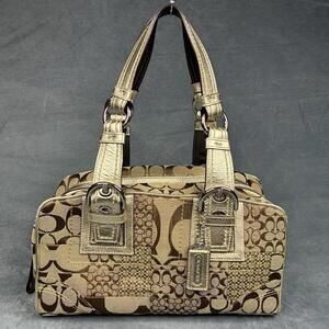 Vintage Y2K Coach Soho Satchel Gold Signature Patchwork Shoulder Bag F12317